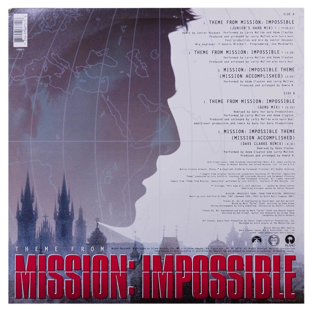 ADAM CLAYTON & LARRY MULLEN - MISSION IMPOSSIBLE | 12" MAXI SINGLE USADO