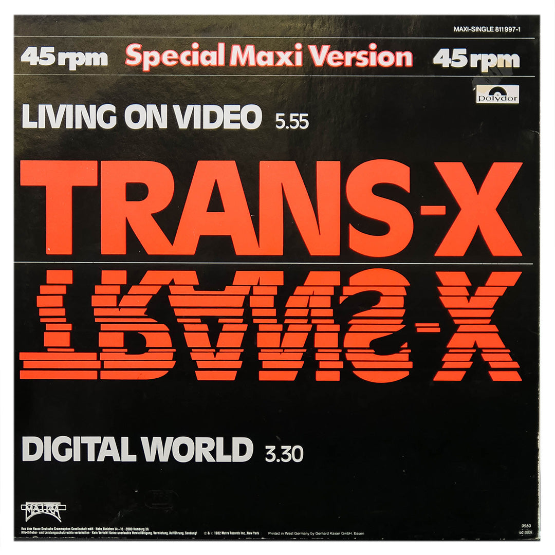 TRANS-X - LIVING ON VIDEO | 12" MAXI SINGLE USADO