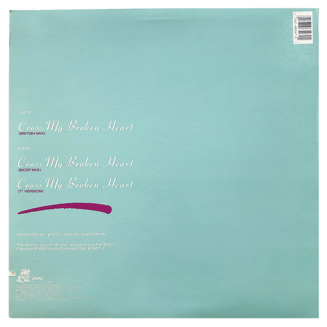 SINITTA - CROSS MY BROKEN HEART | 12" MAXI SINGLE USADO
