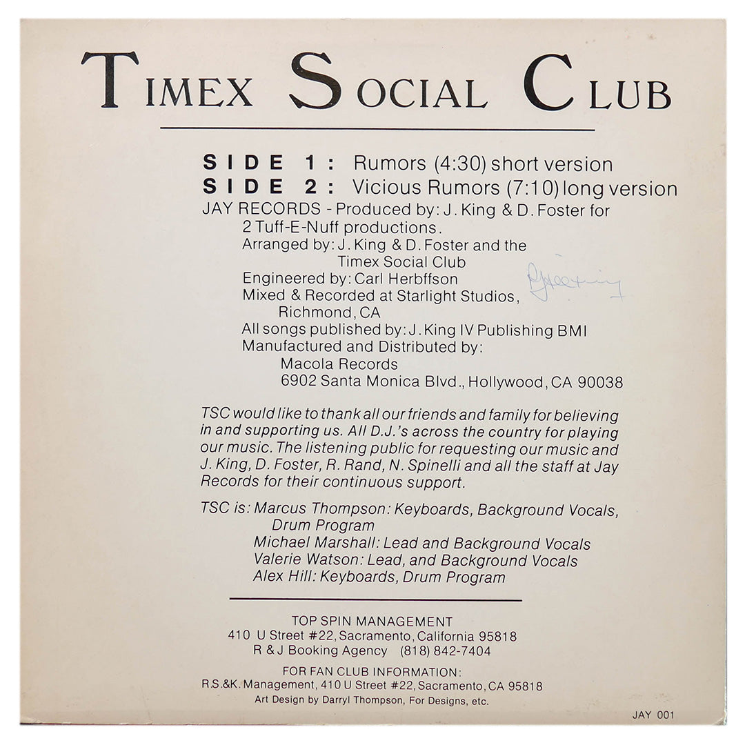 TIMES SOCIAL CLUB - RUMORS | 12" MAXI SINGLE USADO