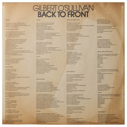 GILBERT O"SULLIVAN - BACK TO FRONT | VINILO USADO