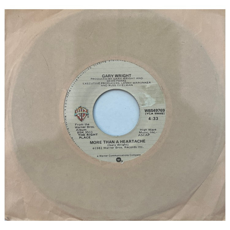 GARY WRIGHT - MORE THAN A HEARTACHE/REALLY WANNA KNOW YOU | 7" SINGLE VINILO USADO