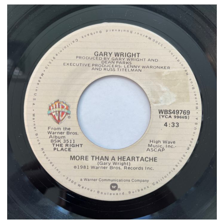 GARY WRIGHT - MORE THAN A HEARTACHE/REALLY WANNA KNOW YOU | 7" SINGLE VINILO USADO