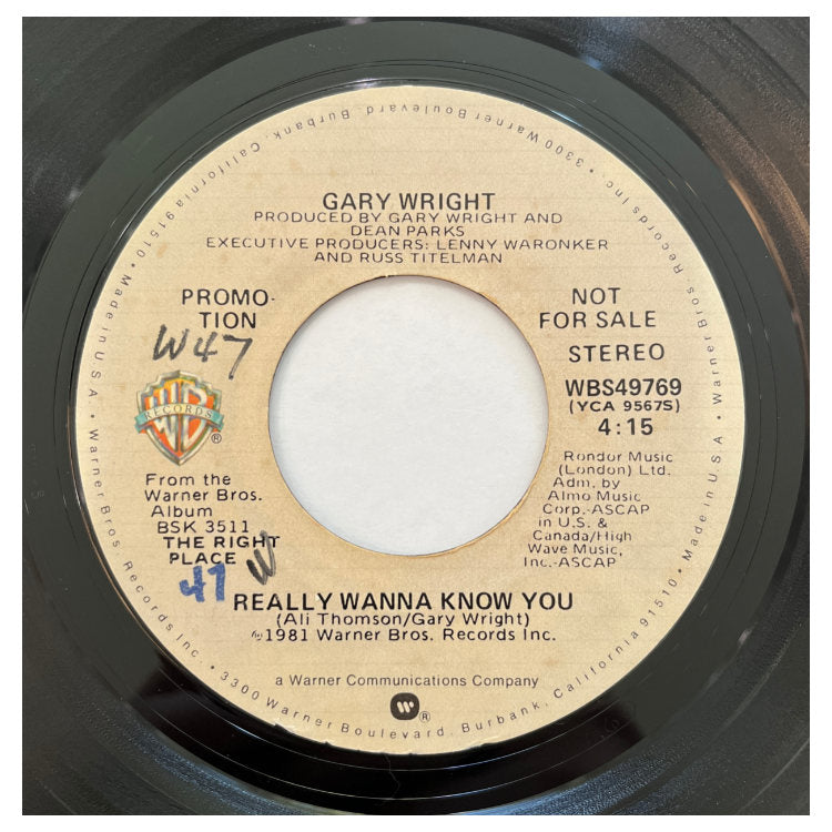 GARY WRIGHT - REALLY WANNA KNOW YOU | 7" SINGLE VINILO USADO