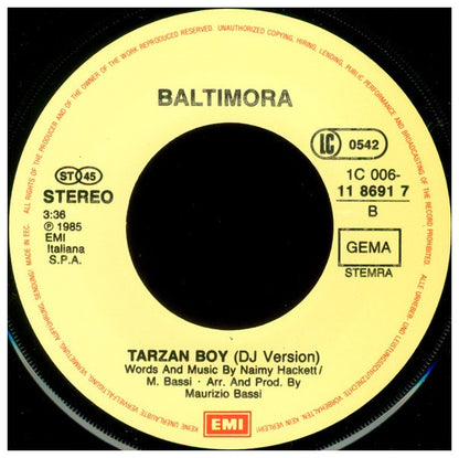 BALTIMORA - TARZAN BOY | 7" SINGLE USADO