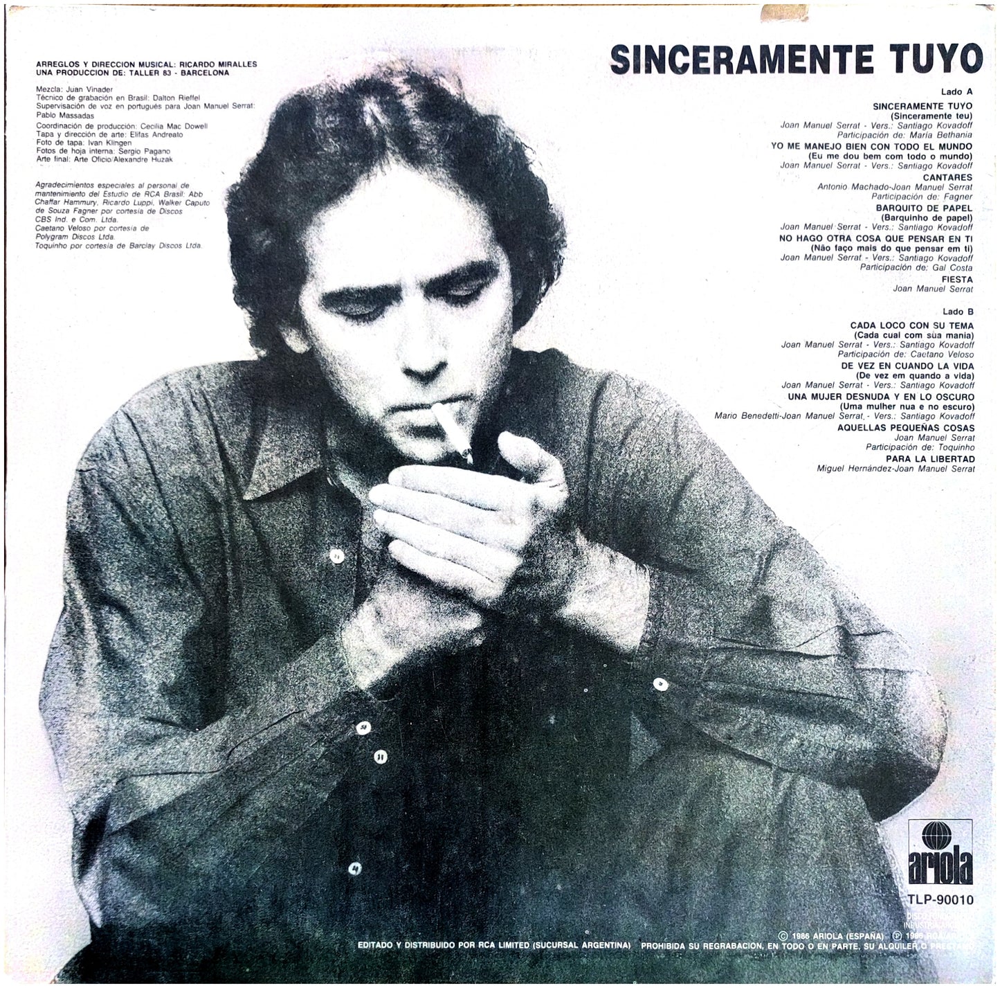 JOAN MANUEL SERRAT - SINCERAMENTE TUYO EN BRASIL (PORTUGUES) | VINILO USADO