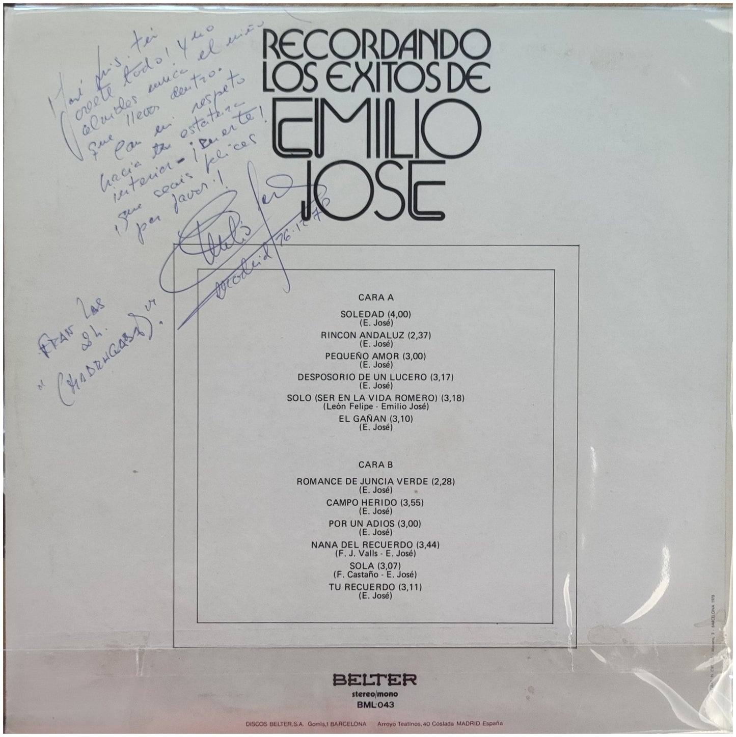 EMILIO JOSE - RECORDANDO LOS EXITOS DE EMILIO JOSE | VINILO USADO