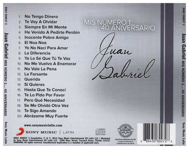 JUAN GABRIEL - MIS NUMERO 1 (40 ANIVERSARIO) | CD