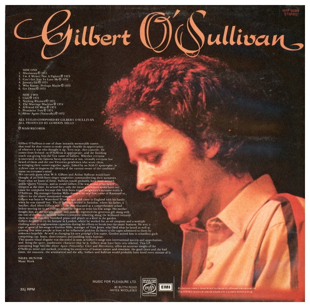 GILBERT O'SULLIVAN - GILBERT O'SULLIVAN | VINILO USADO