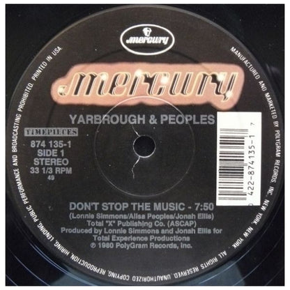 YARBROUGH & PEOPLES - DON'T STOP THE MUSIC | 12" MAXI SINGLE USADO