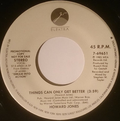 HOWARD JONES - THINGS CAN ONLY GET BETTER | 7" SINGLE VINILO USADO