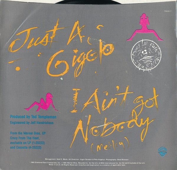DAVID LEE ROTH - JUST A GIGOLO/I AIN'T GOT NOBODY (MEDLEY) | 7" SINGLE VINILO USADO