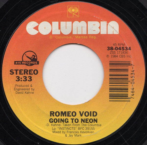 ROMEO VOID - A GIRL IN TROUBLE (IS A TEMPORARY THING) | 7" SINGLE VINILO USADO