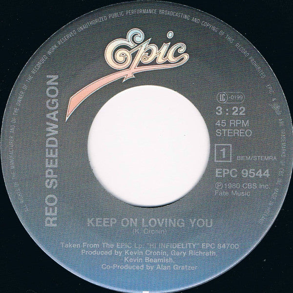 REO SPEEDWAGON - KEEP ON LOVING YOU | 7'' SINGLE VINILO USADO