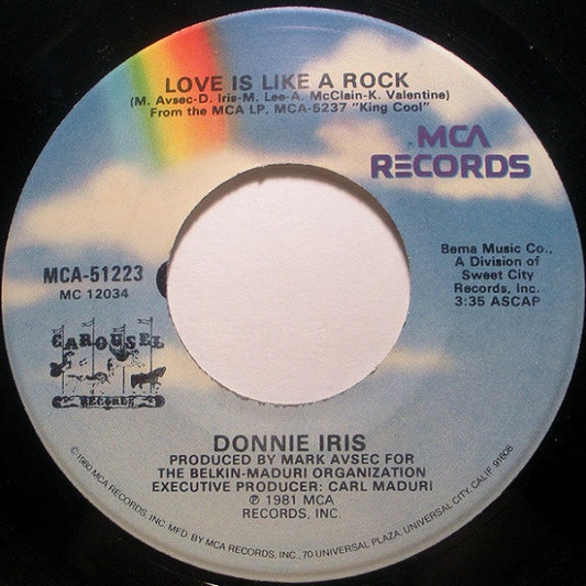 DONNIE IRIS - LOVE IS LIKE A ROCK | 7" SINGLE VINILO USADO