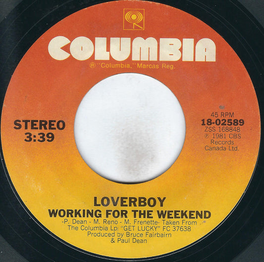 LOVERBOY - WORKING FOR THE WEEKEND | 7" SINGLE VINILO USADO