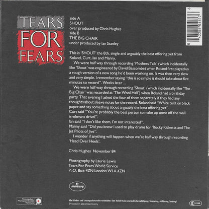 TEARS FOR FEARS - SHOUT | 7" SINGLE VINILO USADO