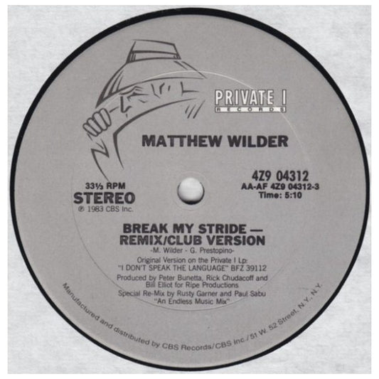 MATHEW WILDER - BREAK MY STRIDE | 12" MAXI SINGLE USADO