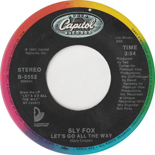 SLY FOX - LET'S GO ALL THE WAY | 7" SINGLE VINILO USADO