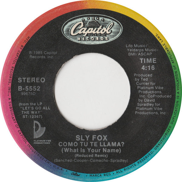 SLY FOX - LET'S GO ALL THE WAY | 7" SINGLE VINILO USADO