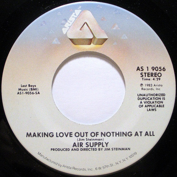 AIR SUPPLY - MAKING LOVE OUT OF NOTHING AT ALL | 7" SINGLE VINILO USADO