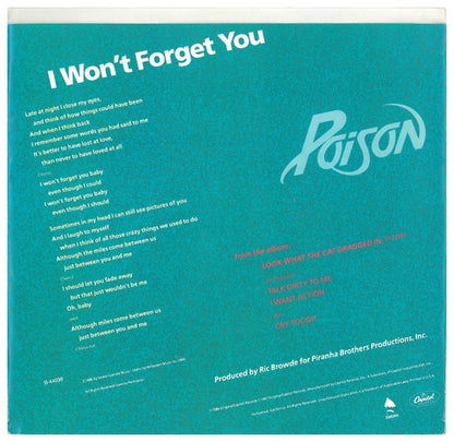 POISON - I WON'T FORGET YOU | 7" SINGLE VINILO USADO