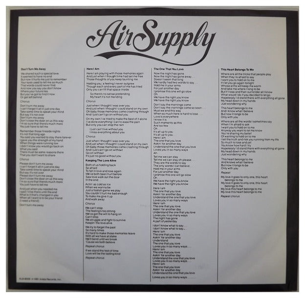 AIR SUPPLY - THE ONE THAT YOU LOVE  | VINILO