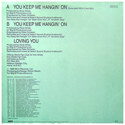 KIM WILDE  -  YOU KEEP ME HANGIN' ON (W.C.H. MIX) | 12" MAXI SINGLE USADO