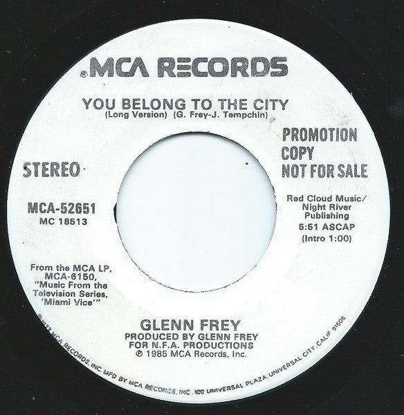 GLEN FREY - YOU BELONG TO THE CITY | 7" SINGLE VINILO USADO