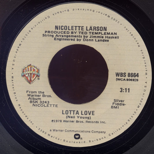 NICOLETTE LARSON - LOTTA LOVE | 7" SINGLE VINILO USADO