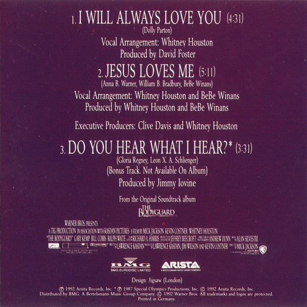 WHITNEY HOUSTON - I WILL ALWAYS LOVE YOU | CD SINGLE USADO