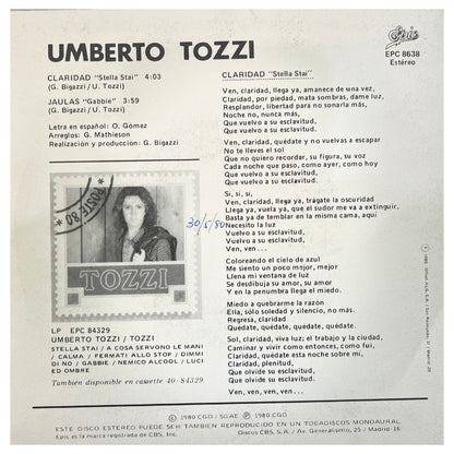 UMBERTO TOZZI - CLARIDAD | 7" SINGLE VINILO USADO