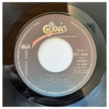 UMBERTO TOZZI - CLARIDAD | 7" SINGLE VINILO USADO