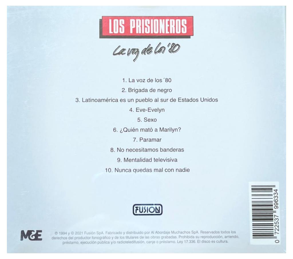 LOS PRISIONEROS - LA VOZ DE LOS 80'S (REMASTERIZADO) | CD