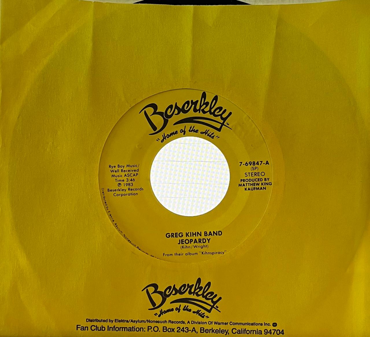 GREG KIHN BAND - JEOPARDY | 7'' SINGLE VINILO USADO
