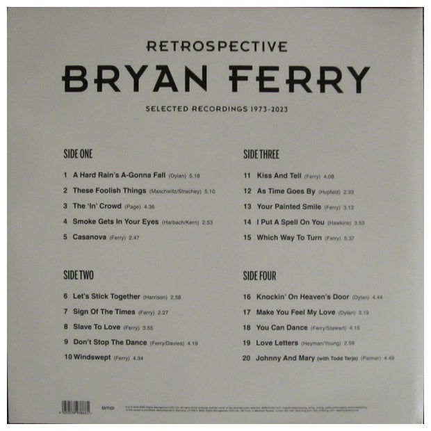 BRYAN FERRY - RETROSPECTIVE: SELECTED RECORDINGS 1973-2023 (2LP) | VINILO