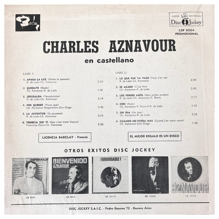 CHARLES AZNAVOUR - EN CASTELLANO | VINILO USADO