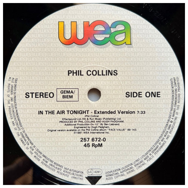 PHIL COLLINS - IN THE AIR TONIGHT | 12" MAXI SINGLE VINILO USADO