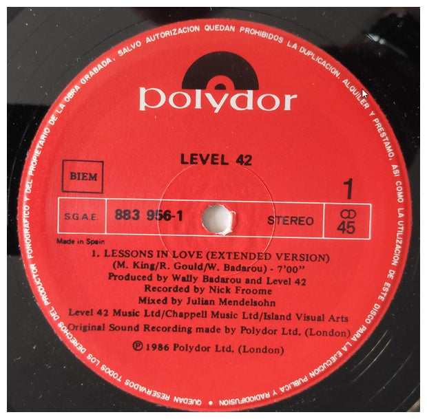 LEVEL 42  - LESSONS IN LOVE | 12" MAXI SINGLE VINILO USADO