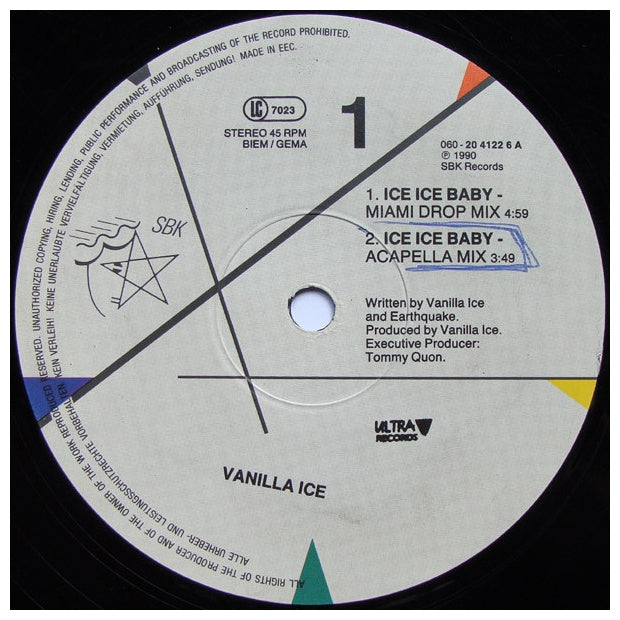 VANILLA ICE - ICE ICE BABY (REMIX) | 12" MAXI SINGLE VINILO USADO