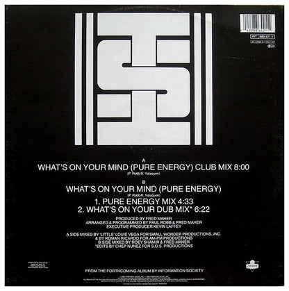 INFORMATION SOCIETY - WHAT'S ON YOUR MIND (PURE ENERGY) | 12" MAXI SINGLE VINILO USADO