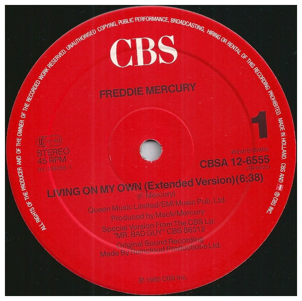 FREDDIE MERCURY - LIVING ON MY OWN | 12" MAXI SINGLE USADO