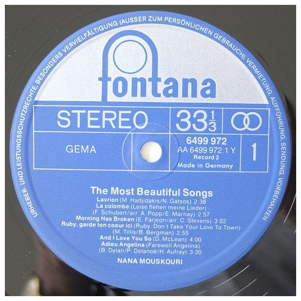 NANA MOUSKUORI - THE MOST BEAUTIFUL SONGS (2LP) | VINILO USADO