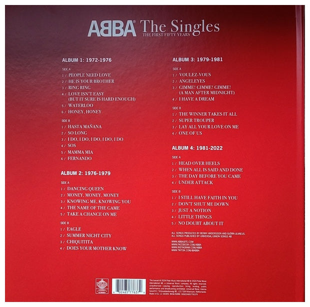 ABBA - SINGLES:  THE FIRST FIFTY YEARS (4LP BOX SET) | VINILO