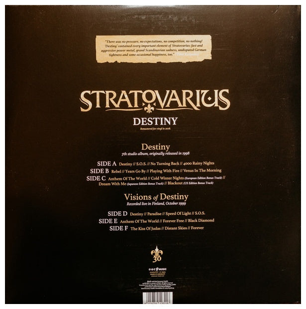 STRATOVARIUS - DESTINY (3LP) | VINILO