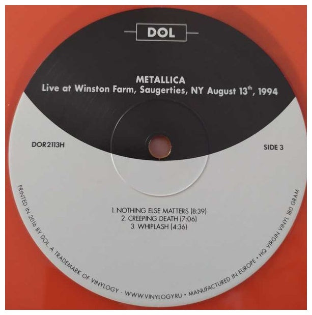 METALLICA - LIVE AT WINSTON FARM SAUGERTIES: NY AUGUST 13 1994 (ORANGE VINYL) | VINILO