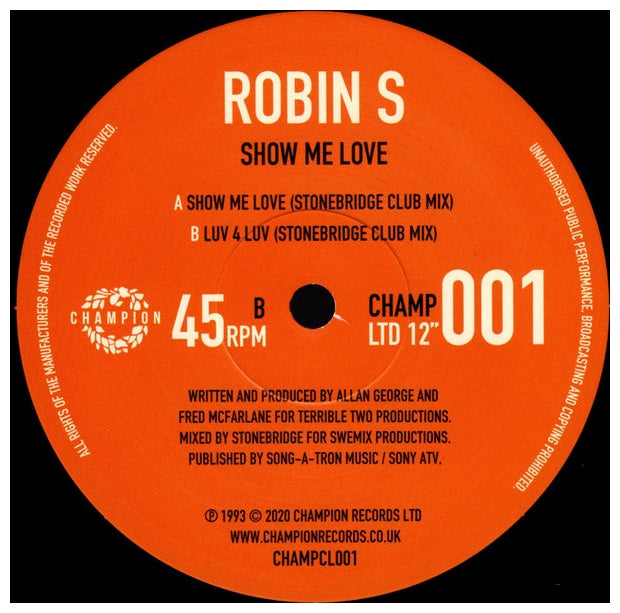 ROBIN S - SHOW ME LOVE/LUV 4 LUV (12" MAXI SINGLE) | VINILO