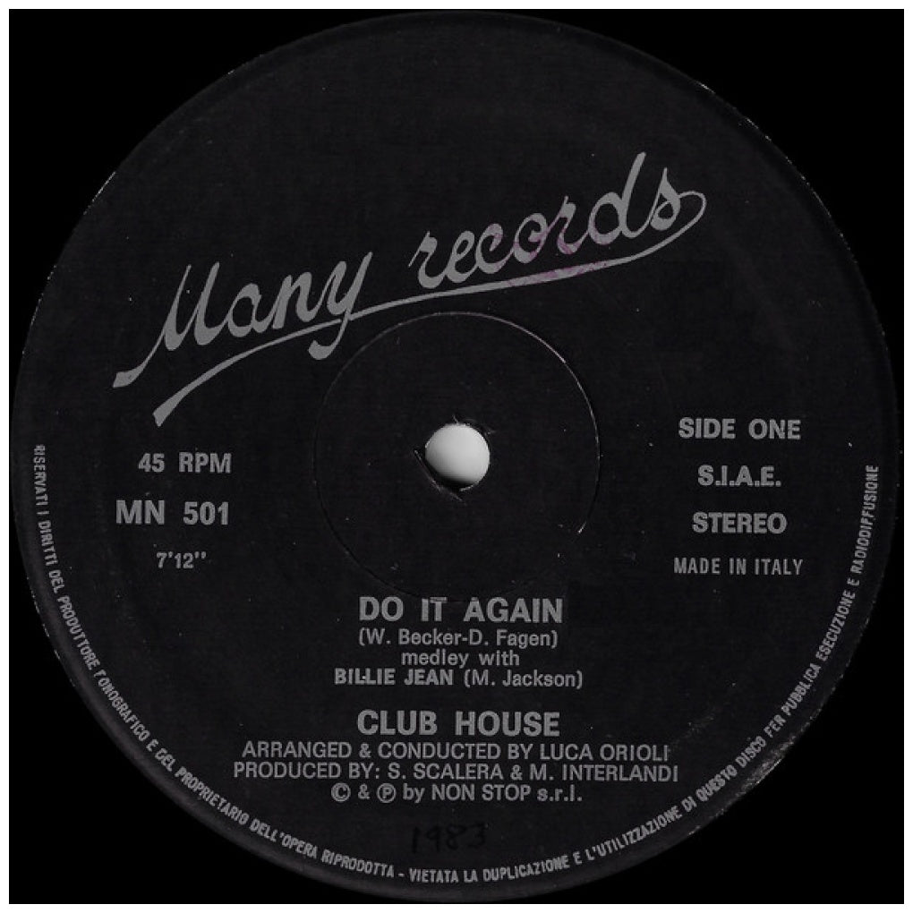 CLUB HOUSE - DO IT AGAIN (Medley With Billie Jean) | 12" MAXI SINGLE VINILO USADO