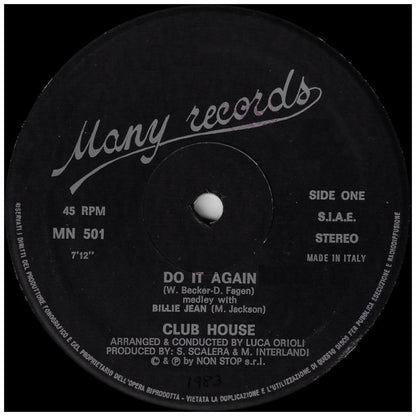 CLUB HOUSE - DO IT AGAIN (Medley With Billie Jean) | 12" MAXI SINGLE VINILO USADO