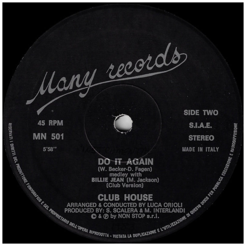 CLUB HOUSE - DO IT AGAIN (Medley With Billie Jean) | 12" MAXI SINGLE VINILO USADO